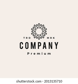ten people family team work diversity hipster vintage logo vector icon illustration