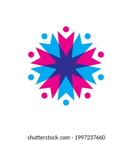 ten people overlapping family team work diversity logo vector icon illustration