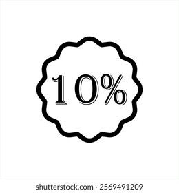 Ten percent, 10% tag, badge, sticker, label vector icon in line style design for website or app. Vector illustration