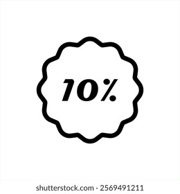 Ten percent, 10% tag, badge, sticker, label vector icon in line style design for website or app. Vector illustration