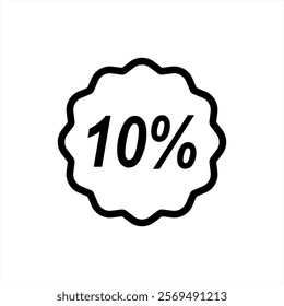 Ten percent, 10% tag, badge, sticker, label vector icon in line style design for website or app. Vector illustration