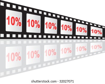 ten percent discount on filmstip vector illustration