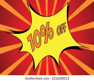 Ten Percent Off Comic Cartoon Bang