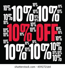 Ten Percent Off on a black background. 