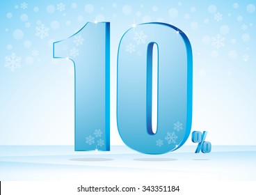 ten percent on snow background
