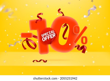 Ten percent sale off special offer vector promo banner