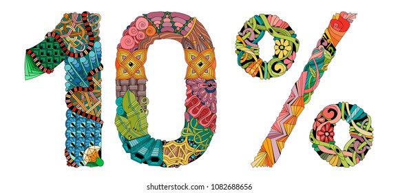 Ten percent. Vector decorative zentangle object
