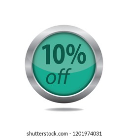 Ten persent off vector button, web design element