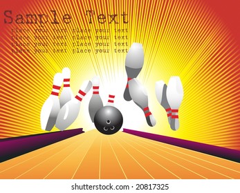 ten pins, bowling, vector illustration