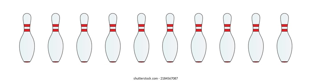 Ten pins set out as a ten pin banner over a white background