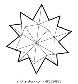 Ten pointed star icon in outline style on a white background vector illustration