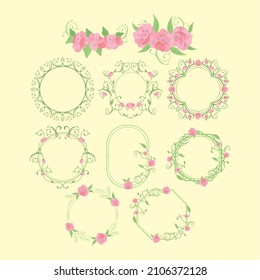 ten roses frames set icons