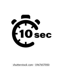 Icono de 10 segundos vector. El símbolo de tiempo izquierdo está aislado. Signo negro de Stopwatch Vector EPS 10