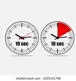 Ten Seconds Clock on grey background. Two options.