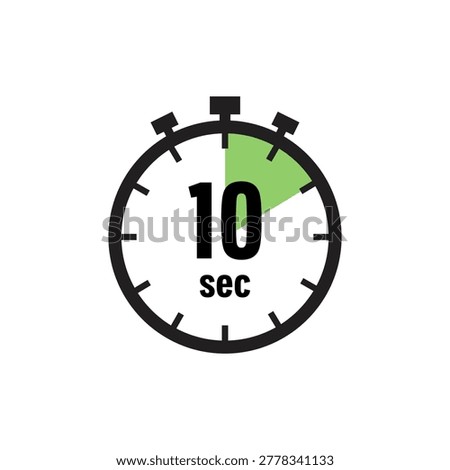 Ten Seconds Green Stopwatch Timer Icon Isolated