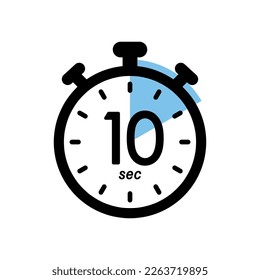 ten seconds stopwatch icon, timer symbol, 10 sec waiting time vector illustration