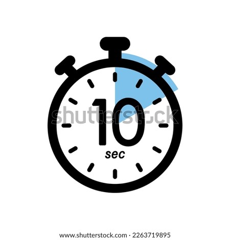 ten seconds stopwatch icon, timer symbol, 10 sec waiting time vector illustration