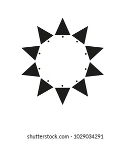 Ten sides pointed star logo black sun template dots