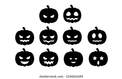 Ten Silhouette Pumpkins Halloween Vector Collections Stock Vector ...