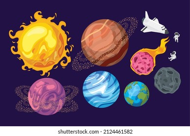 ten space universe set icons