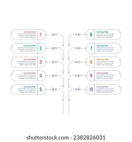 ten step briefing template. technological and futuristic infographic template. outline infographic template. annual report, internet, magazine, web infographic template