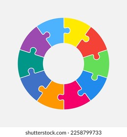 Ten steps puzzle diagram infographic. Business, idea, flow concept. Template silhouette suitcase for 10 options, parts, processes. Jigsaw timeline info graphic. Can be used for process, presentation