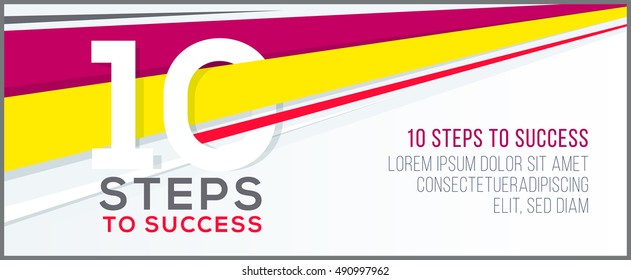 Ten steps to success, business banner.