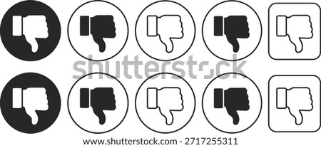 Ten Thumbs Down Symbols in Circles and Squares downvote