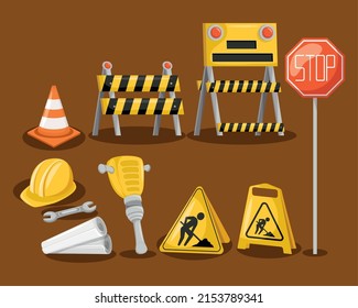 ten under construction set icons