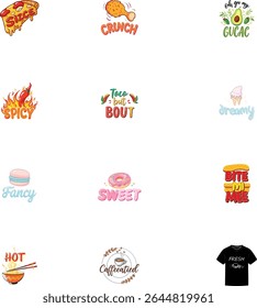 Ten unique food and drink logos with playful text.