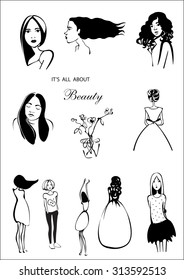 Ten vector girls for your design