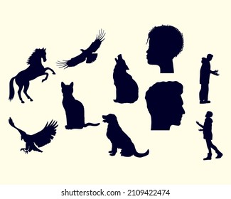 diez animales salvajes ponen siluetas