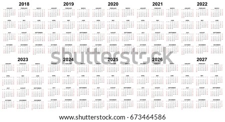 ten year calendar 2018