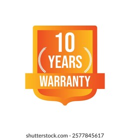 Ten year master warranty free vector background with yellow badges