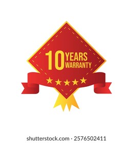 Ten year Warranty royalty free white background with square badges