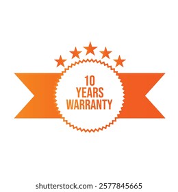 Ten year warranty royalty free vector background with yellow badges