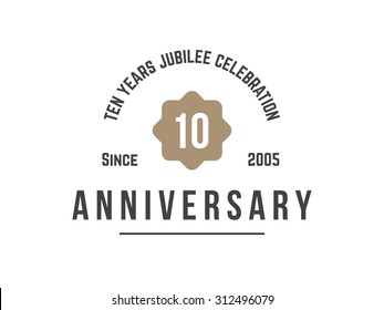 Ten years anniversary celebration logotype. 10th anniversary logo.