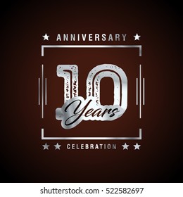 Ten years anniversary celebration logotype. 10th year  anniversary logo collection. Anniversary label. Anniversary logo template. Anniversary sign. Vector Illustration