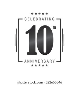 Ten years anniversary celebration logotype. 10th year anniversary logo collection. Anniversary label. Anniversary logo template. Anniversary sign. Vector Illustration