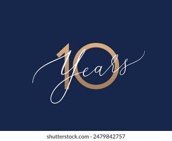 Ten years celebration event. 10 years anniversary sign. Vector design template.