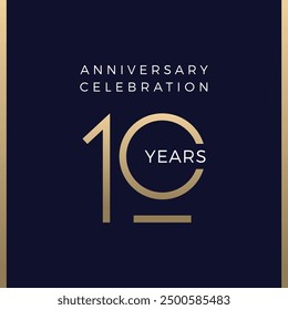 Ten years celebration event. 10 years anniversary sign. Vector design template.