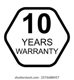 Ten years warranty icon, badge seal guarantee certificate customer sign, stamp vector illustration .