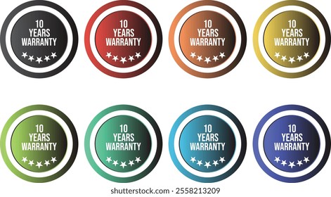 Ten Years Warranty Limited Warranty Badge Collection with different color 