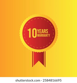 Ten Years Warranty Limited Warranty Badge Collection with yellow background color