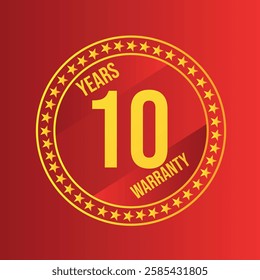 Ten Years Warranty Limited Badge Collection with red color background 