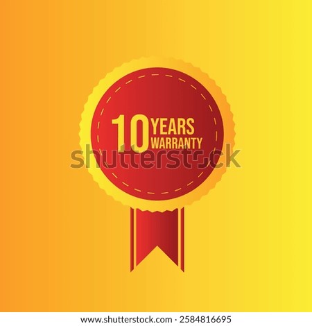 Ten Years Warranty Limited Warranty Badge Collection with yellow background color