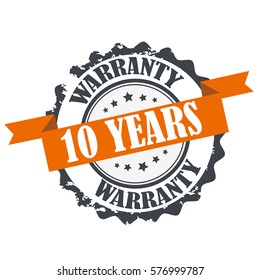 Ten years warranty stamp. Sign.Symbol