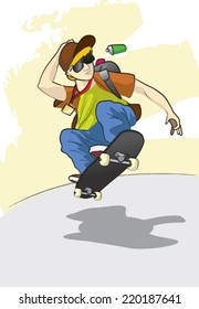 Tenager on a skateboard