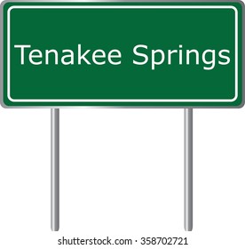 Tenakee Springs, Alaska, road sign green vector illustration, road table, USA city