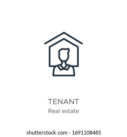 Tenant icon. Thin linear tenant outline icon isolated on white background from real estate collection. Line vector sign, symbol for web and mobile